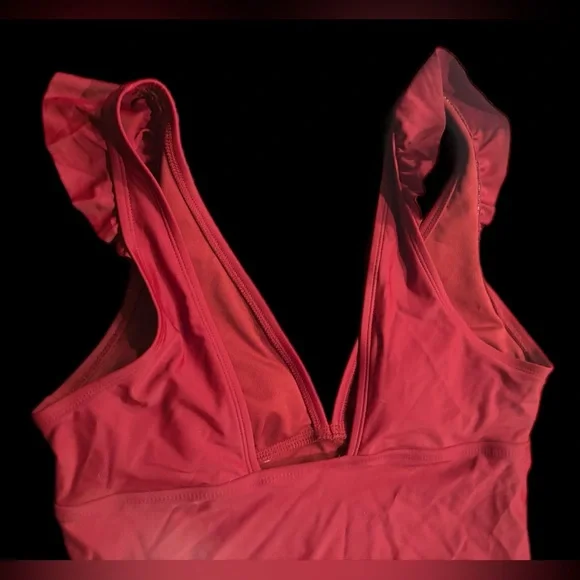 Kona Sol Red Ruffled One-Piece Swimsuit- NWT - Picture 6 of 7